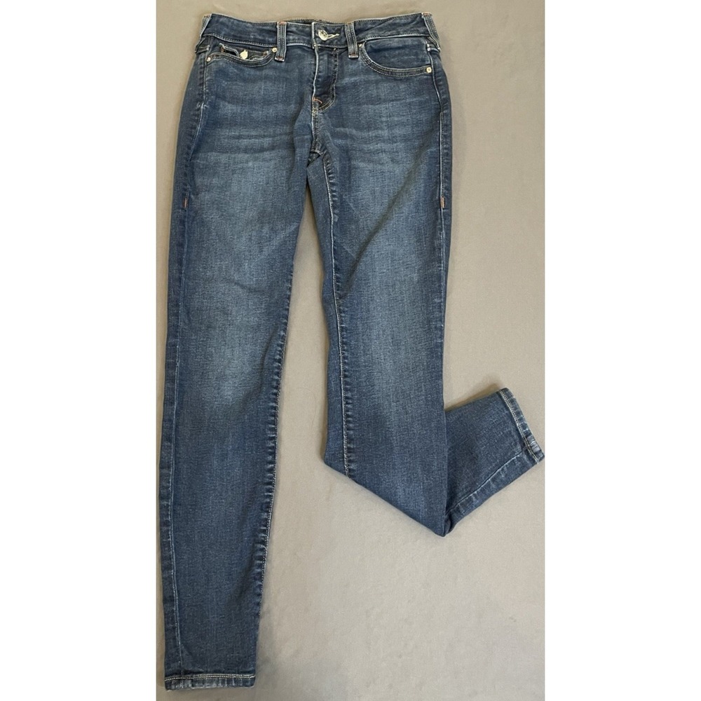 True Religion Halle Jeans Womens Size 26 Blue Super Skinny Solid Mid Rise